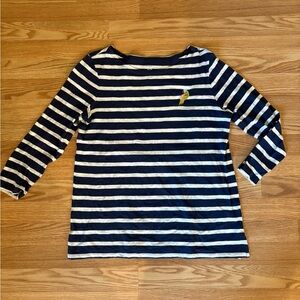 Old Navy Women’s Striped Navy and White Shirt With Embroidered Parrot Sz M